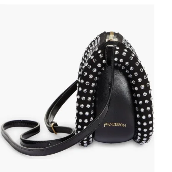 JW Anderson Evening Suede and Calf Leather Shoulder Bag with Crystals, NWT